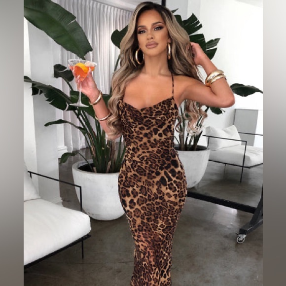 Leopard Print Sheer Maxi Dress - Picture 4 of 13